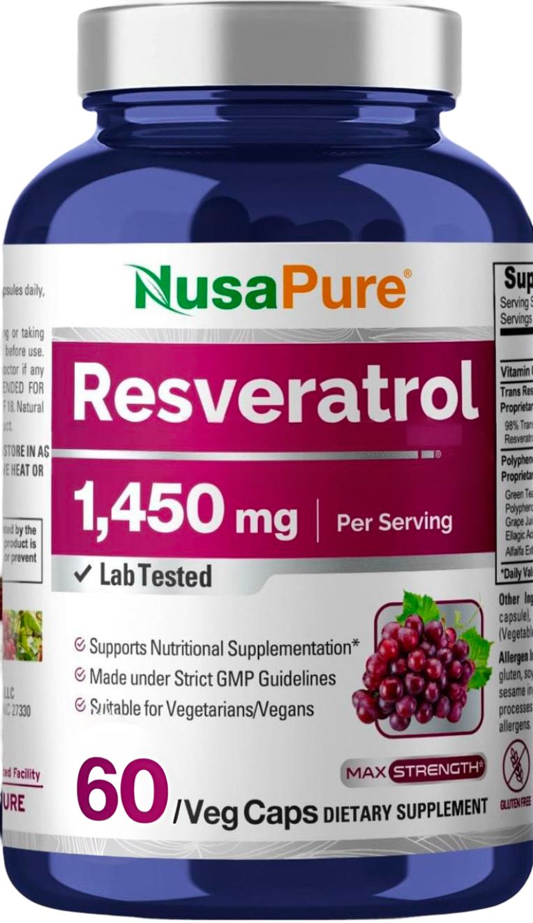 🍇✨ RESVERATROL 1450MG DE 60 CÁPSULAS: Poderoso Antioxidante Natural ✨🍇